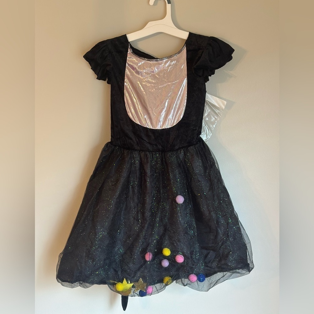 NEW Kids Pom-Pom Black Cat Halloween Costume Pom-Pom Dress & Ears 12-14 Large - Picture 2 of 6